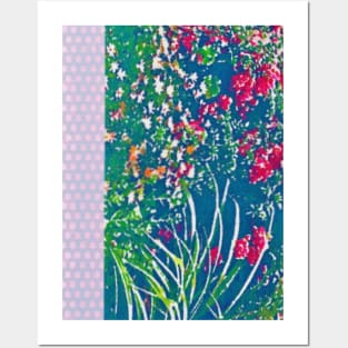 Multi Garden print with daisies and roses Posters and Art